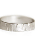Rustic Carved Bark Band Andrea Bonelli Jewelry 14k White Gold