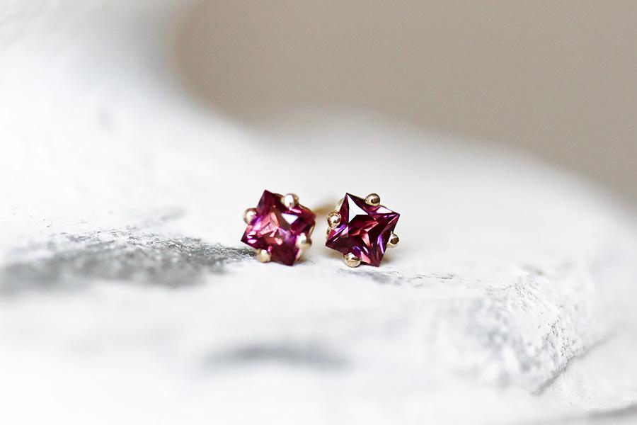 Princess Cut Garnet Studs Andrea Bonelli Jewelry 