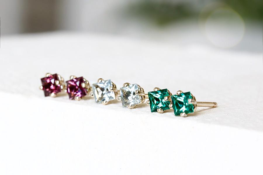 Princess Cut Garnet Studs Andrea Bonelli Jewelry 