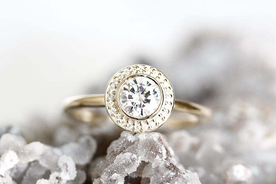 Brie Halo Lab Diamond Ring Andrea Bonelli Jewelry 