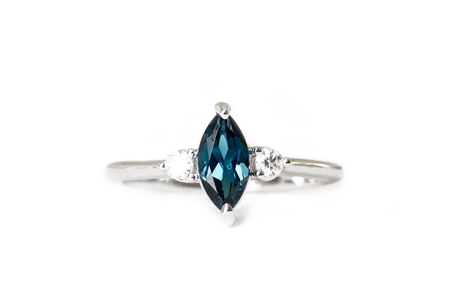 Madeira Topaz + Diamond Ring Andrea Bonelli 14k White Gold