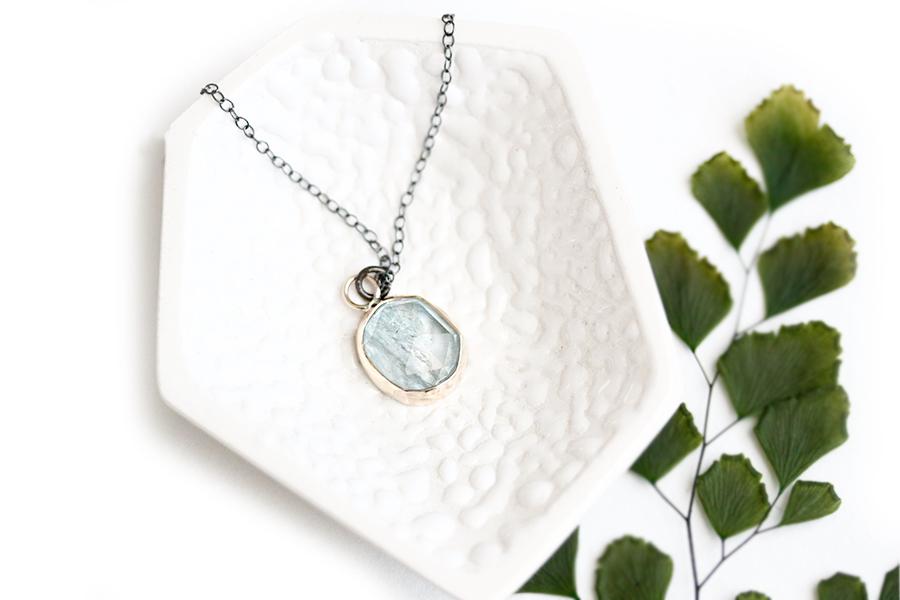 faceted aquamarine necklace Andrea Bonelli Jewelry 