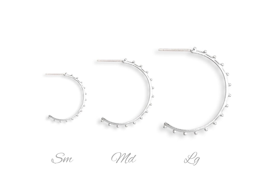 Silver Beaded Hoops Andrea Bonelli Jewelry 