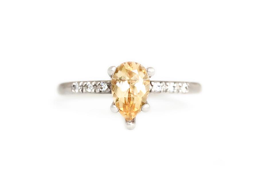 Tryst Citrine + Diamond Ring Andrea Bonelli Jewelry 14k White Gold