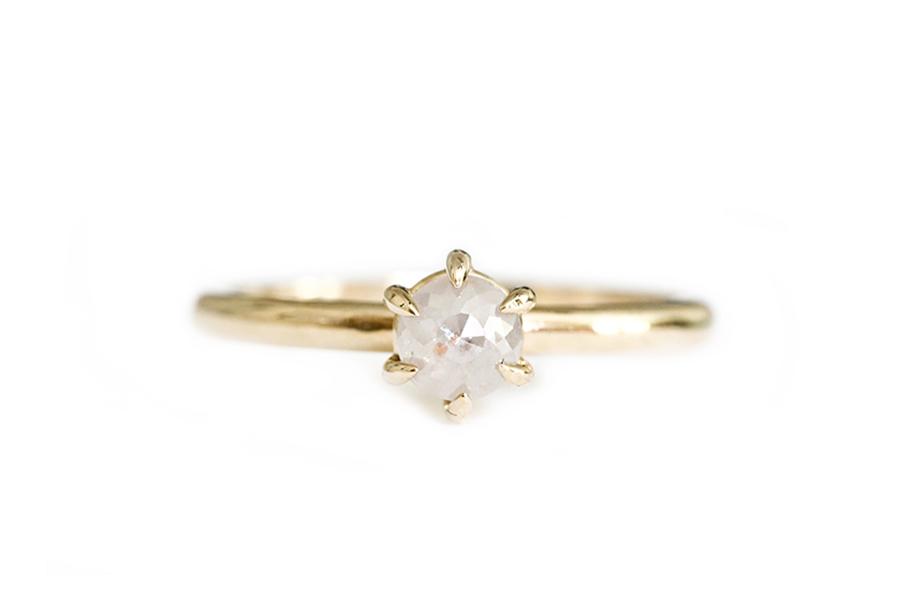 Claire Cream Rose Cut Diamond Ring Andrea Bonelli 14k Yellow Gold