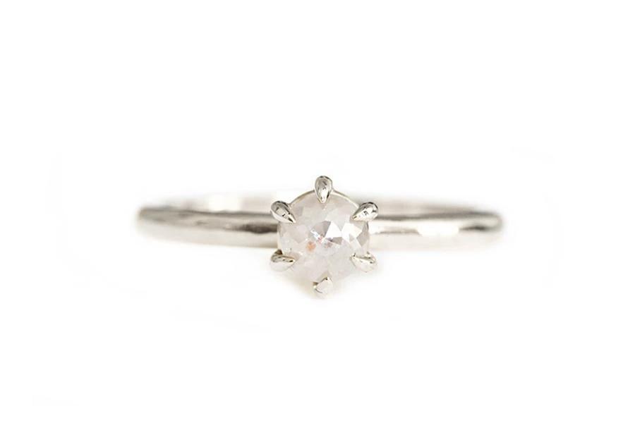 Claire Cream Rose Cut Diamond Ring Andrea Bonelli 14k White Gold