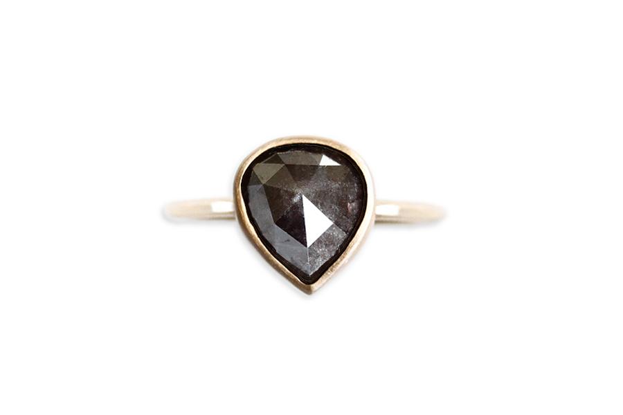 Chocolate Rose Cut Diamond Ring 2.93ct Andrea Bonelli Jewelry 14k Yellow Gold
