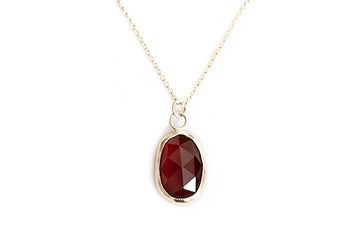 Rose Cut Garnet Necklace Andrea Bonelli Jewelry 14k Gold Adjustable 16 - 18"