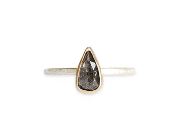 Rose Cut Gray Diamond Ring .98ct Andrea Bonelli Jewelry 14k Gold and Sterling Silver