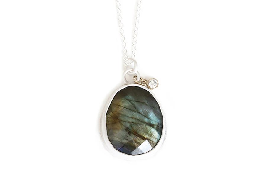 Labradorite + Moissanite Necklace Andrea Bonelli Labradorite + Moissanite
