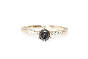 Mari Salt & Pepper Diamond Ring Andrea Bonelli 14k Yellow Gold