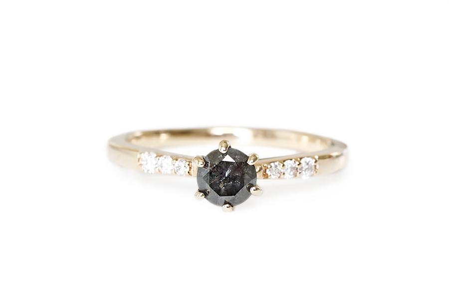 Mari Salt & Pepper Diamond Ring Andrea Bonelli 14k Yellow Gold