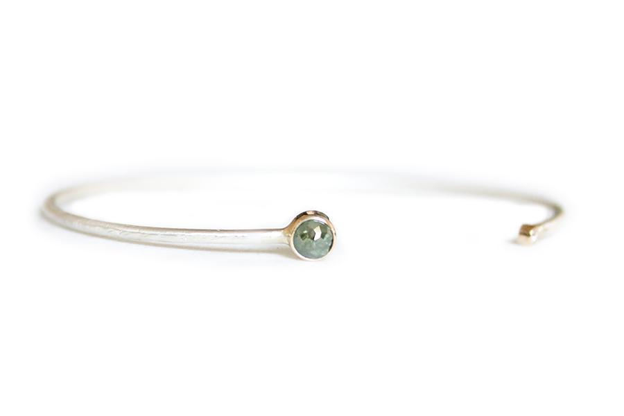 Rose Cut Green and White Diamond Cuff Andrea Bonelli Jewelry 