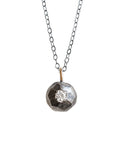 Oxidized Mixed Metals Faceted Pebble + Moissanite Necklace Andrea Bonelli Gold + Silver