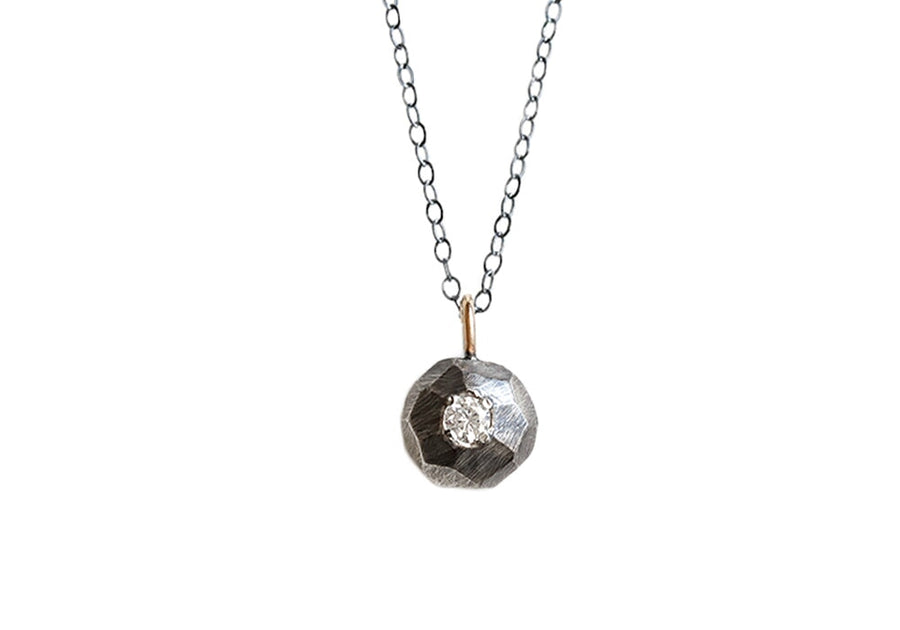 Oxidized Mixed Metals Faceted Pebble Necklace Andrea Bonelli Gold + Silver