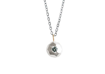 Mixed Metals Faceted Pebble + Sapphire Necklace Andrea Bonelli Gold + Silver