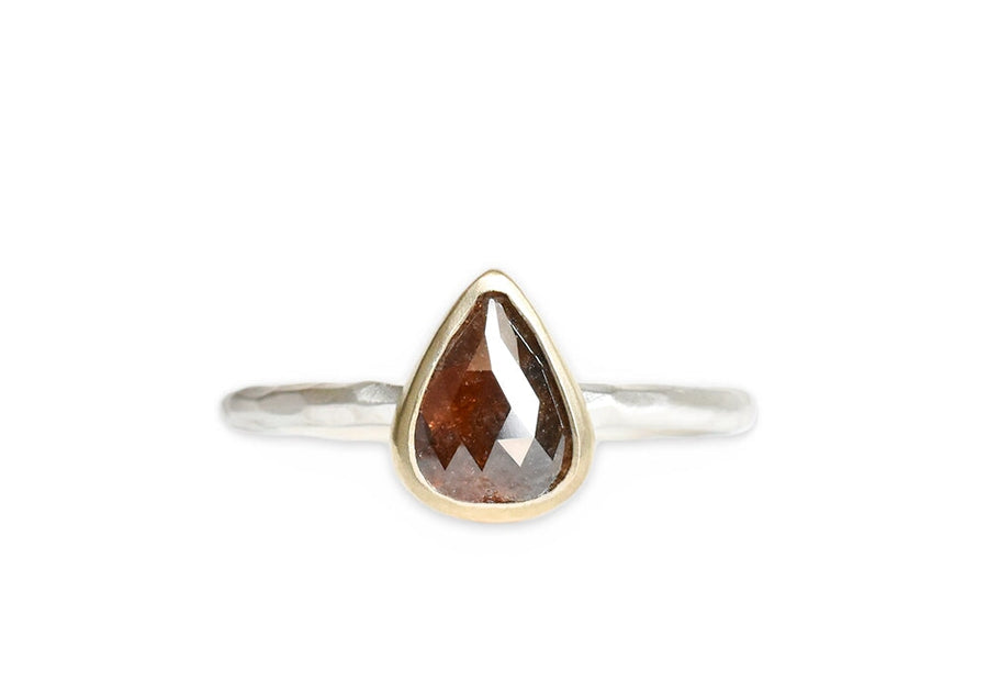 Rustic Rose Cut Diamond Ring 1.67ct Andrea Bonelli Jewelry 14k Gold and Sterling Silver
