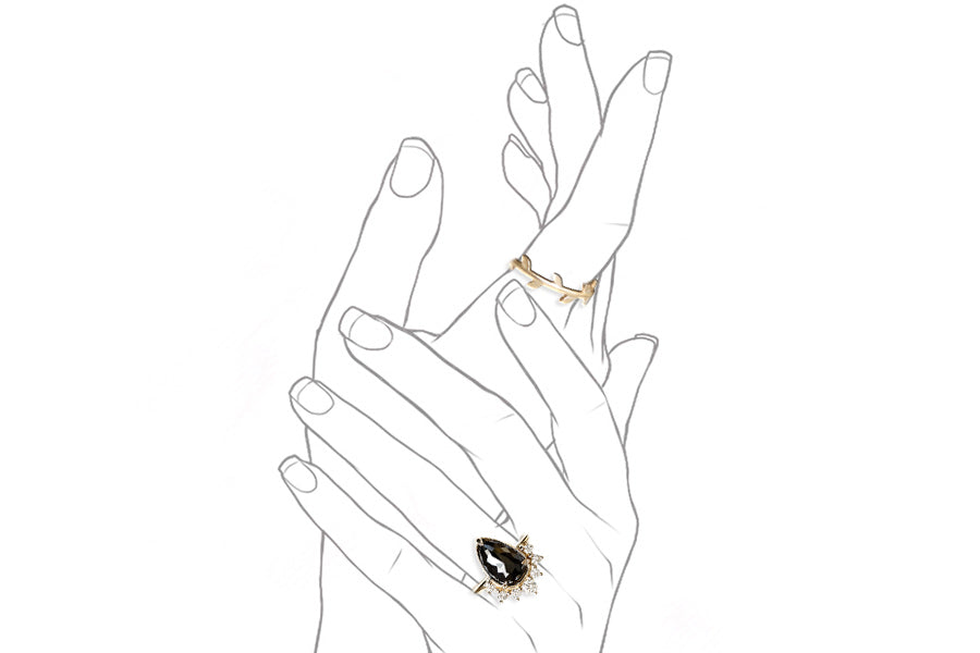 Black Diamond Crown Halo Ring 2.24ct Andrea Bonelli Jewelry 
