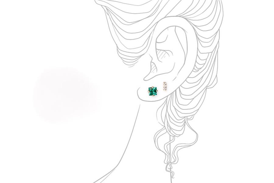 Princess Cut Emerald Studs Andrea Bonelli Jewelry 