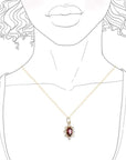 Aura Marquise Garnet Halo Necklace Andrea Bonelli Jewelry 