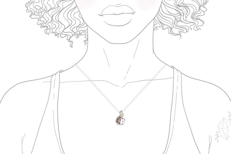 Silver + Gold Pebble Ruby Necklace Andrea Bonelli 