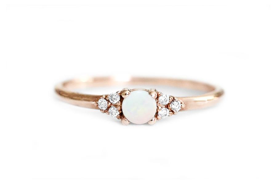Sora Opal + Diamond Ring Andrea Bonelli Jewelry 14k Rose Gold