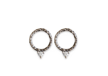 Oxidized Lacuna Diamond Circle Studs Andrea Bonelli Jewelry Oxidized Sterling Silver