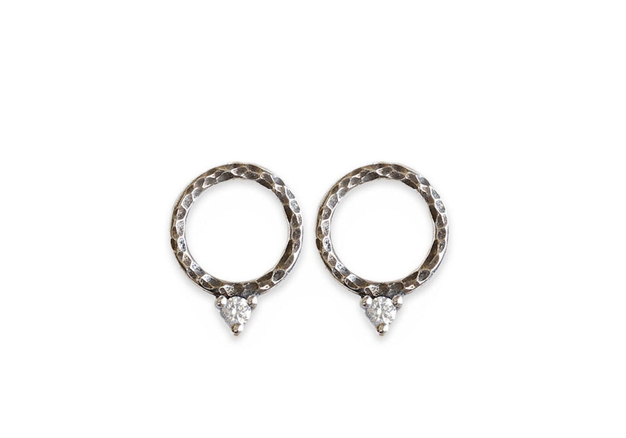 Oxidized Lacuna Diamond Circle Studs Andrea Bonelli Jewelry Oxidized Sterling Silver