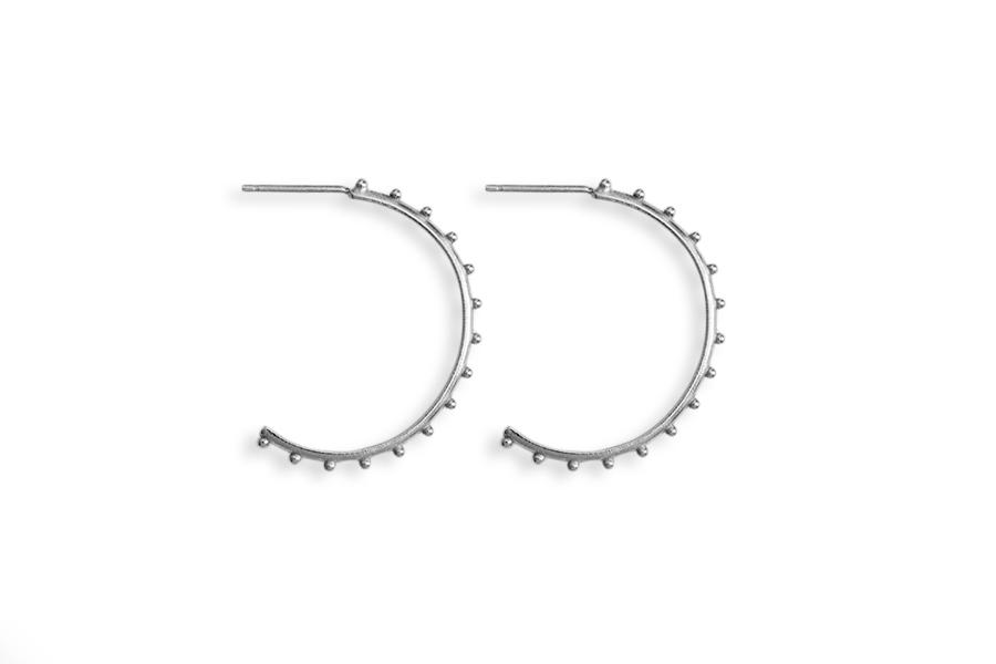 Silver Beaded Hoops Andrea Bonelli Jewelry Oxidized Sterling Silver