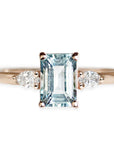 Marina Aquamarine + Diamond Ring Andrea Bonelli 14k Rose Gold