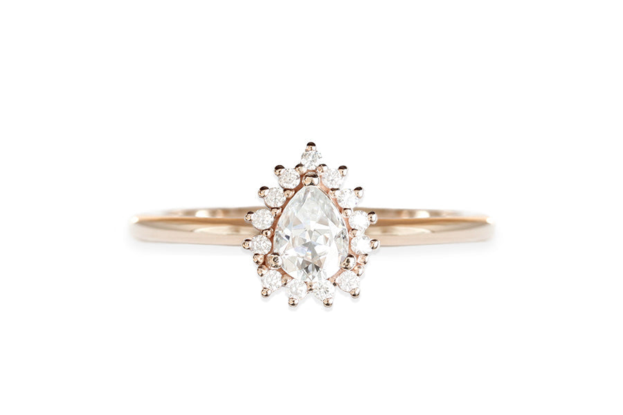 Aura Halo Moissanite Ring Andrea Bonelli Jewelry 14k Rose Gold