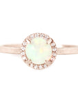 Opal + Diamond Halo Ring Andrea Bonelli 14k Rose Gold