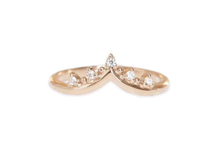 Crown Creste Moissanite Ring Andrea Bonelli 14k Rose Gold