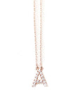 Diamond Pavé Letter Necklace Andrea Bonelli 14k Rose Gold