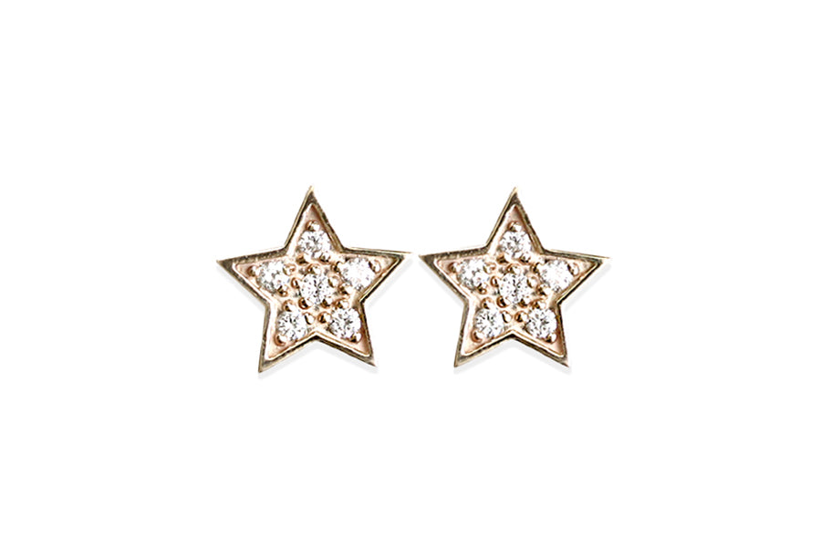 Star Diamond Studs Andrea Bonelli Jewelry 14k Rose Gold