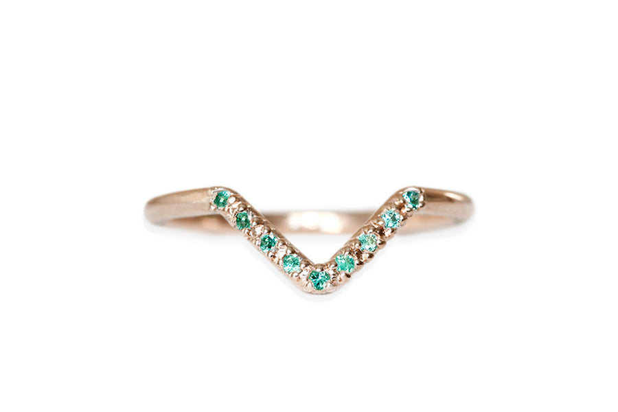 Peak Nove Emerald Ring Andrea Bonelli 14k Rose Gold