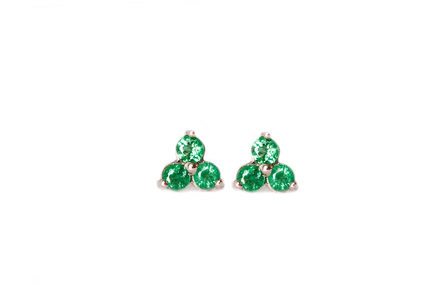 Tria Emerald Studs Andrea Bonelli Jewelry 14k Rose Gold