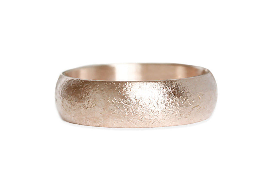 Rustic Gravel Half Round Band Andrea Bonelli Jewelry 14k Rose Gold