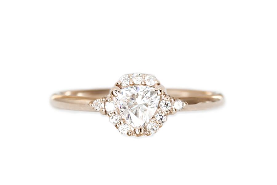 Isobel Halo Diamond Ring Andrea Bonelli Jewelry 14k Rose Gold