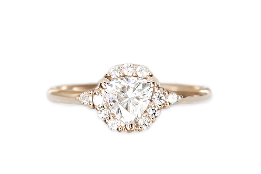 Isobel Halo Moissanite Ring 1ct Andrea Bonelli Jewelry 14k Rose Gold