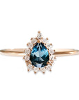 Aura Halo Pear Topaz Ring Andrea Bonelli Jewelry 14k Rose Gold