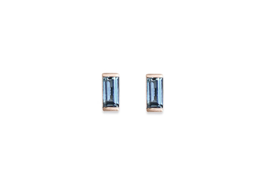 Linea London Blue Topaz Studs Andrea Bonelli Jewelry 14k Rose Gold