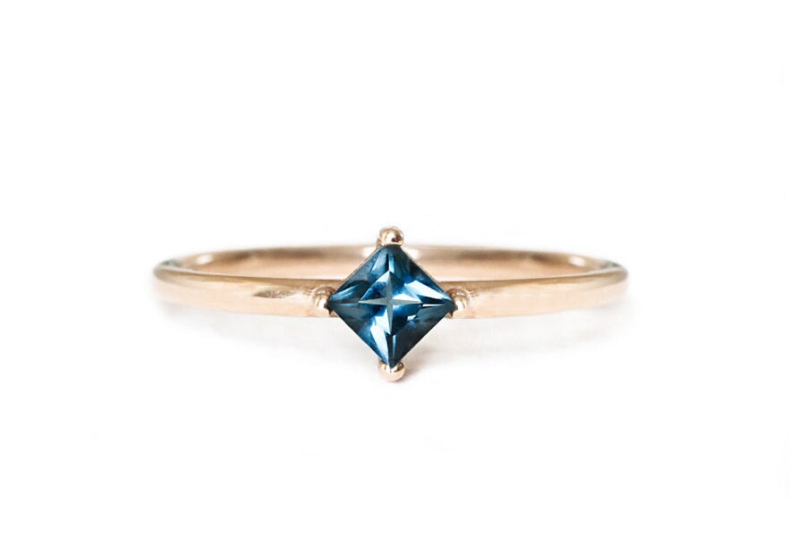 Tavi London Blue Topaz Ring Andrea Bonelli 14k Rose Gold