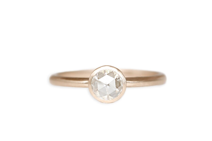 Zoe Rose Cut Diamond Ring Andrea Bonelli Jewelry 14k Rose Gold