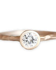 Rustic Carved Moissanite Ring Andrea Bonelli 14k Rose Gold