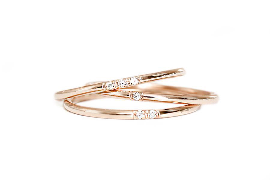 Slim Stacking Diamond Rings Andrea Bonelli 14k Rose Gold