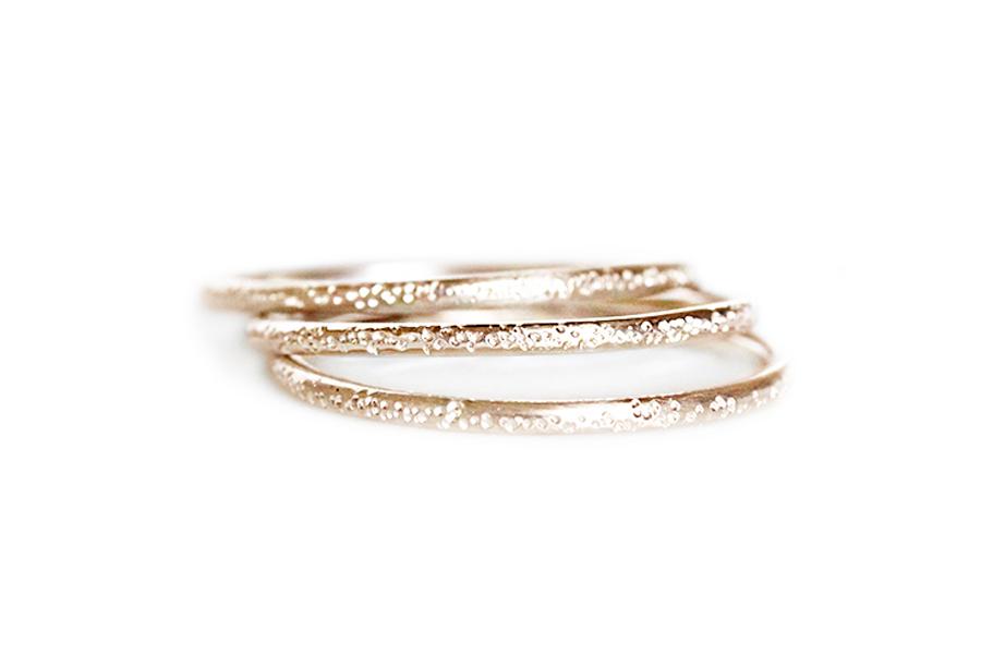 Glint Stardust Stacking Rings Andrea Bonelli Jewelry 14k Rose Gold