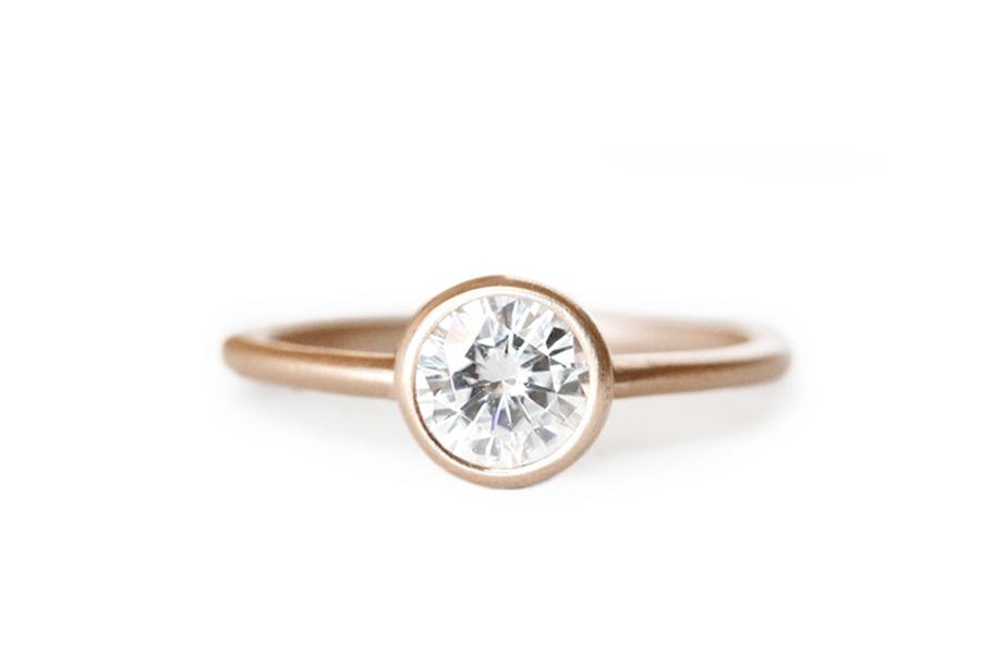 Zoe Moissanite Ring 1.1ct Andrea Bonelli Jewelry 14k Rose Gold