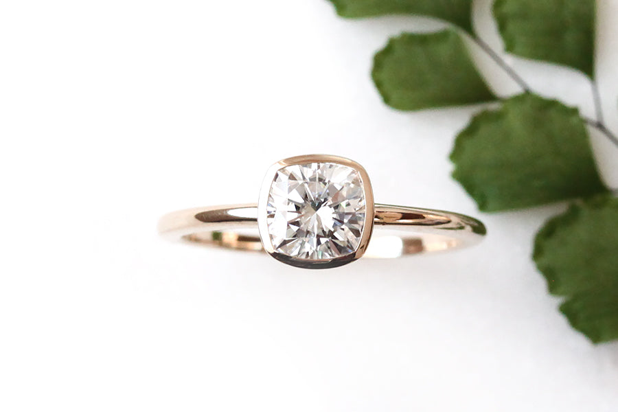 Zoe Cushion Moissanite Ring Andrea Bonelli Jewelry 