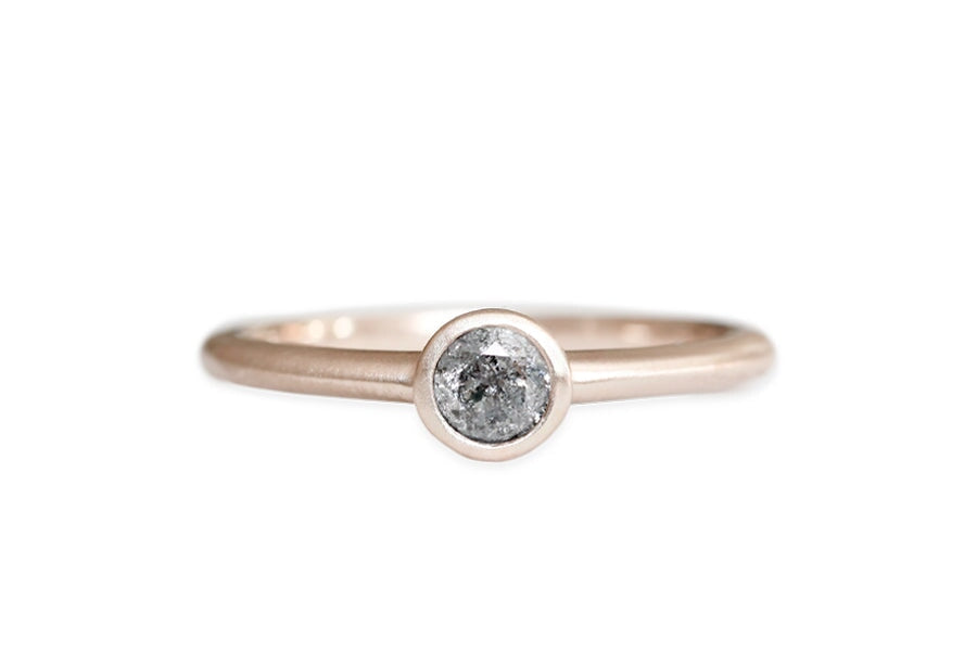 Zoe Salt + Pepper Diamond Ring Andrea Bonelli Jewelry 14k Rose Gold